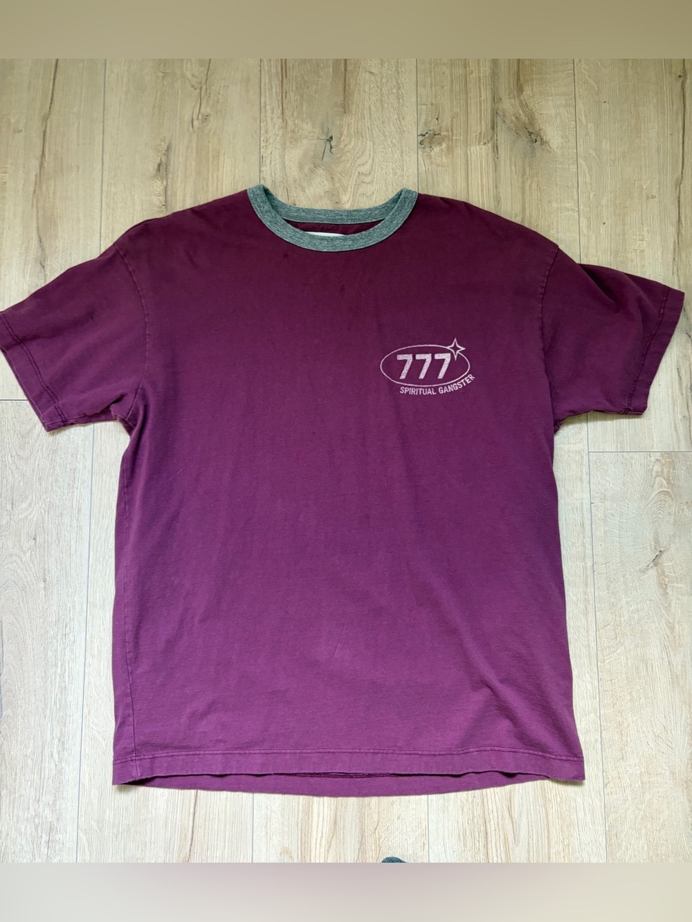 Spiritual Gangster 777 T Shirt Women’s Small Burgundy Made in USA Yoga Tee